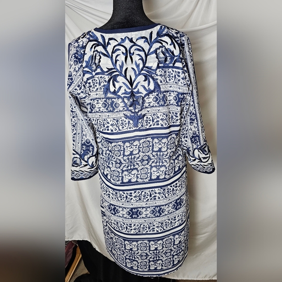 Gretchen Scott Designs Blue and White Midi Dress - Picture 4 of 7